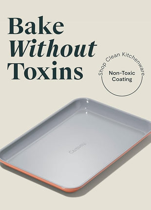 Caraway Nonstick Ceramic Small Baking Sheet (9x13”) – Non-Toxic, PTFE & PFOA Free – Oven Safe – Aluminized Steel Core – Mini Sheet Pan for Baking, Roasting & More - Perracotta