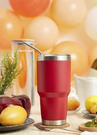 MEWAY 30oz Insulated Tumbler With Lids and Straws,Stainless Steel Double Vacuum Coffee Tumbler Cup, Brush, Durable Powder Coated Coffee Cup for Cold & Hot Drinks, Office, Travel(mixture,8 PACK)