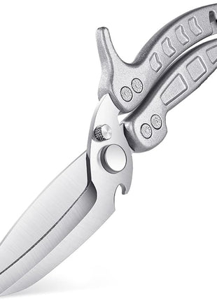 DRAGON RIOT Heavy Duty Poultry Shears - A Must Have Kitchen Shears for Chicken and Meat Cutting - Dishwasher Safe and Stainless Food Kitchen Scissors for Thanksgiving(Silver)