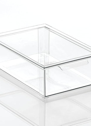 mDesign Plastic Pantry Organization and Storage Bin w/Pull Out Drawer - Shallow Stackable Kitchen Supplies Storage Container for Organizing Cabinet, Fridge, Freezer - Lumiere Collection - Clear