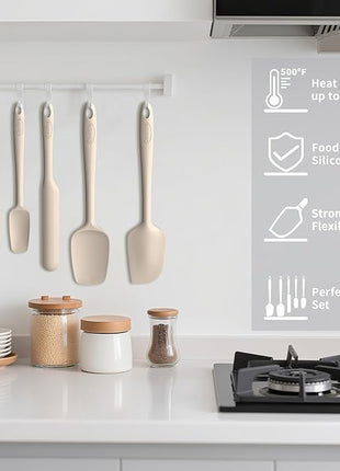 Coukre Silicone Spatula Set of 5,High Temperature Resistant, Food Grade Silicone, Dishwasher Safe, for Baking, Cooking (Pure Beige)