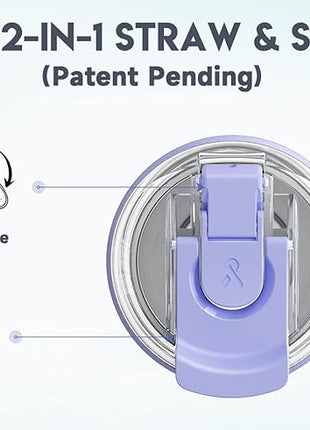 Meoky 40oz Tumbler with Handle, Stainless Steel Travel Mug with 2-in-1 Straw and Sip Lid, Vacuum Insulated Coffee Mug, 100% Leak Proof, Keeps Cold for 34 Hours or Hot for 10 Hours (Fairyland)