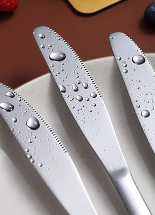 Berglander Dinner Knives Set Of 6, Stainless Steel Shiny Mirror Dinner Knife, Butter Knife Spreader Table Knives Sturdy And Dishwasher Safe