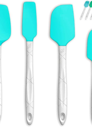 M KITCHEN Silicone Spatula Set - Heat Resistant & BPA Free - 4 Piece Nonstick Rubber Spatulas, Spoonula, Jar Scraper for Cooking, Baking, Mixing, Frosting - Dishwasher Safe Kitchen Utensils