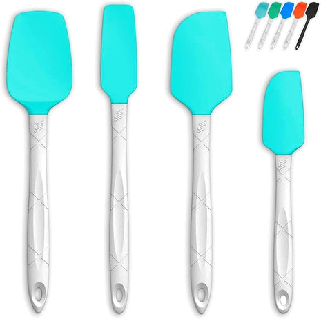 M KITCHEN Silicone Spatula Set - Heat Resistant & BPA Free - 4 Piece Nonstick Rubber Spatulas, Spoonula, Jar Scraper for Cooking, Baking, Mixing, Frosting - Dishwasher Safe Kitchen Utensils