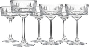 Pasabahce Vintage Coupe Glasses Set Of 6 - Exclusive Champagne, Cocktail, Martini, Wine Glasses - Long Stem Glassware - 8.8 oz - Perfect for Parties, Gifts, Housewarming, Weddings,Aniversary