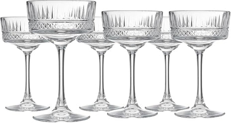 Pasabahce Vintage Coupe Glasses Set Of 6 - Exclusive Champagne, Cocktail, Martini, Wine Glasses - Long Stem Glassware - 8.8 oz - Perfect for Parties, Gifts, Housewarming, Weddings,Aniversary