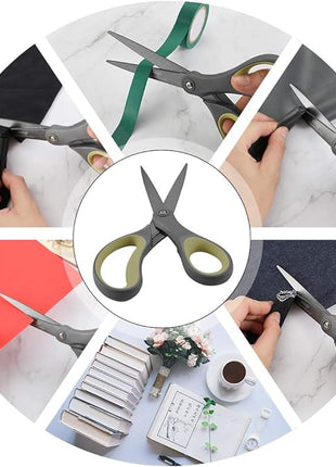 LIVINGO 2 Pack 8" Titanium Non-Stick Scissors, Professional Stainless Steel Comfort Grip, All-Purpose, Straight Office Craft Scissors for Tape, Paper, Cardboard(Green/Yellow)