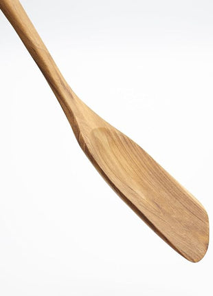 FAAY 13.5” Right-Hand Stir Fry Spatula – Thin Edge Teak Wooden Turner for Wok & Nonstick Pans, Natural Coconut Oil Finish, Handcrafted Wood Tool for Stirring & Flipping