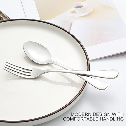 Set of 12, Stainless Steel Dinner Forks and Spoons Silverware Set, Heavy-Duty Dinner Forks and spoons(6.7 Inch) Cutlery Set, Dishwasher Safe (Silver)