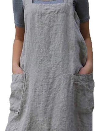 YESDOOD Cotton Linen Apron Cross Back Apron for Women with Pockets Pinafore Dress for Baking Cooking