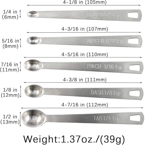 2Pack Mini Measuring Spoons Set, Heavy Duty Stainless Steel Teaspoon for Cooking and Baking, Suitable for Small Amount of Dry or Liquid Ingredients and Spices