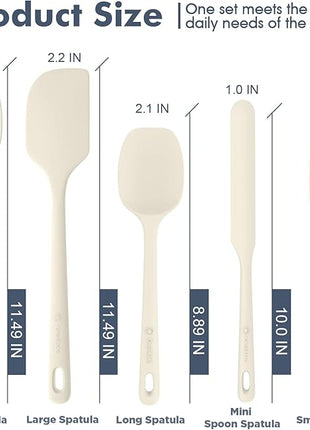 5 Pieces Silicone Spatula Set, Food Grade Rubber Spatula, Upgrade Strong Handle with Ergonomic Grip, Heat Resistant Up to 600°F for Nonstick Cookware, Cooking Candy Series