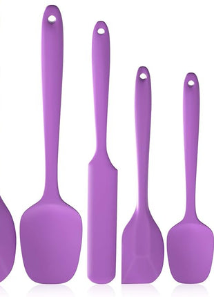 Heat Resistant Silicone Spatulas Set 6pcs, Seamless Design Non-Stick Mixing Spatulas with Stainless Steel Core, Premium BPA-Free Rubber Spatula Baking Cooking Utensile for Home Kitchen BBQ (purple)