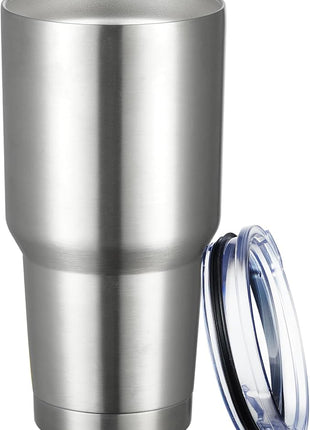 MEWAY 30oz Tumbler Double Wall Vacuum Insulated Travel Mug, Stainless Steel Tumbler with Lid, Durable Powder Coated Insulated Coffee Cup for Cold & Hot Drinks (Silver,1 PACK)