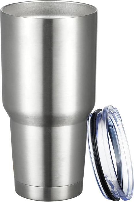 MEWAY 30oz Tumbler Double Wall Vacuum Insulated Travel Mug, Stainless Steel Tumbler with Lid, Durable Powder Coated Insulated Coffee Cup for Cold & Hot Drinks (Silver,1 PACK)