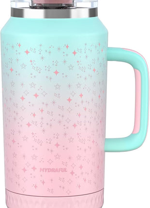 Hydraful 64 oz Tumbler with Handle and Straw - 100% Leak-Proof - Insulated Cup Reusable Stainless Steel Large Water Bottle Travel Mug for Gym, Hiking, and Camping - Gifts for Women Men Him Her