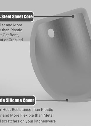 Sapid Flexible Curved Edge Silicone Bowl Scraper(5.98"x4.3"), Food Grade Dough Scraper for Baking Sourdough Bread, Cake, Multipurpose Kitchen Dish Scrapers, Easy to Clean (1, Gray)