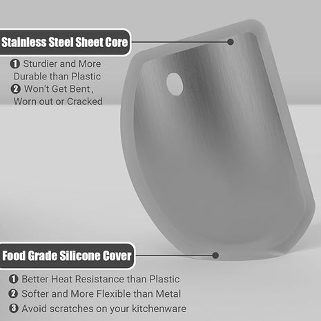 Sapid Flexible Curved Edge Silicone Bowl Scraper(5.98"x4.3"), Food Grade Dough Scraper for Baking Sourdough Bread, Cake, Multipurpose Kitchen Dish Scrapers, Easy to Clean (1, Gray)