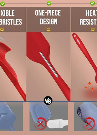 Walfos Silicone Spatula Set of 4(600°F）,Heat Resistant Kitchen Silicone Scraper Spatulas, Strong Steel Core and One-Pieces Seamless Design, For Cooking Mixing & Baking,BPA Free & Dishwasher Safe