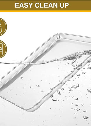 Wildone Baking Sheet & Rack Set [2 Sheets + 2 Racks], Stainless Steel Cookie Pan with Cooling Rack, Size 17.3 x 12.2 x 1 Inch, Non Toxic & Heavy Duty & Easy Clean