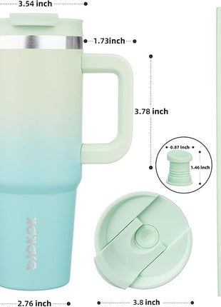 BJPKPK Insulated Tumblers With Handle And Straw 30 oz Stainless Steel Tumbler Cups With Lid,Mint