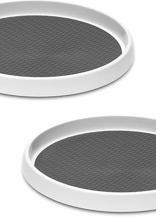 2 Set, 10 Inch Non-Skid Lazy Susan Organizers - Turntable Rack for Cabinet, Pantry Organization and Storage, Kitchen, Fridge, Bathroom Makeup Vanity Countertop, Under Sink Organizing, Spice Rack