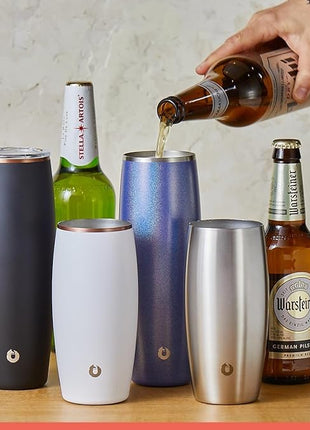 SNOWFOX Premium Vacuum Insulated Stainless Steel Beer Glass With Lid, Home Bar Accessories, Elegant Bartending, Lightweight Pint Glasses, Sleek Drinkware, Frosty Beverages Stay Cold, 23.9oz