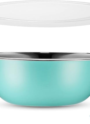 WHYSKO Stainless Steel Mixing Bowls With Lids Set, 5 Sizes Nesting Mixing Bowls for Your Kitchen Meal Prep, Cooking, Baking, and Food Storage (Blue Bowls with White Lids)