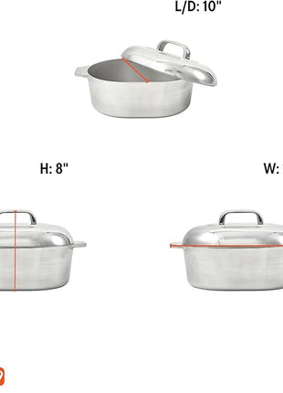 IMUSA 13in Cajun Cast Aluminum Oval Roaster with Lid, Durable Baking and Roasting Pan for Chicken, Meats, and Traditional Cooking
