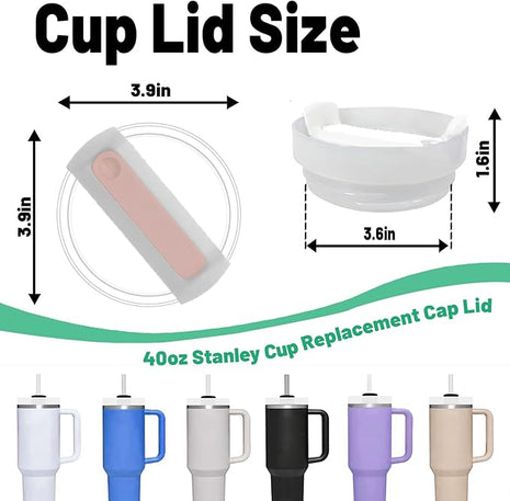 40 OZ Tumbler Lid Replacement Fit for Stanley Cup, 2 Pack Clear Replacement Lids Fit for Stanley Travel Tumbler, Spill Proof Tumbler Covers for Stanley Cup Accessories (Clear - Rose Quartz)