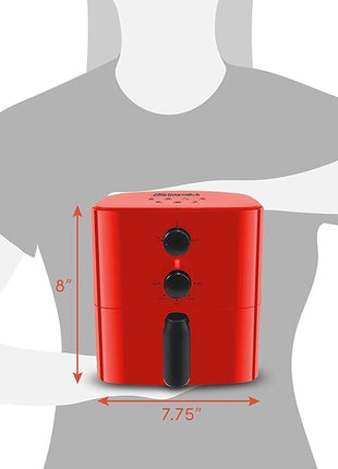Elite Gourmet EAF-3218R Personal 1.1 Quart Compact Space Saving Electric Hot Air Fryer Oil-Less Healthy Cooker, Timer & Temperature Controls, Red.