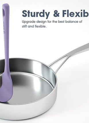 5 Pieces Silicone Spatula Set, Food Grade Rubber Spatula, Upgrade Strong Handle with Ergonomic Grip, Heat Resistant Up to 600°F for Nonstick Cookware, Cooking Purple