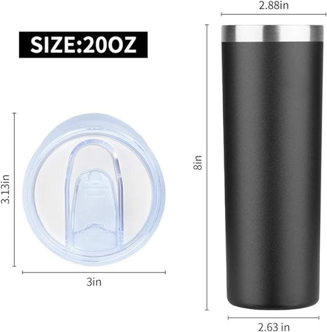 HASLE OUTFITTERS 20 oz Skinny Tumblers Bulk Set, Stainless Steel Insulated Slim Tumblers with Lids, Reusable Double Wall Travel Coffee Mugs, Durable Powder Coated Travel Water Cups(Black, 4)