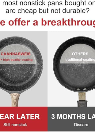 Caannasweis Nonstick Granite Frying Pan Skillet, Non Stick Omelette Fry Pans, Omelet Egg Pan, Stone Cookware Chef's Pan, Induction Compatible, PFOA Free (Gray, 12 Inch)