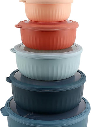 COOK WITH COLOR Prep Bowls with Lids- Wide and Deep Nesting Plastic Small Mixing Bowl Set with Lids, 12 Piece Set - Wide Bowls, Multicolor