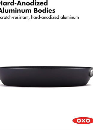 OXO Professional 8" Frying Pan Skillet, Hard Anodized Ceramic Nonstick Cookware PFAS-Free, Induction Suitable, Stainless Steel Handle, Diamond Reinforced Coating, Dishwasher Safe, Oven Safe, Black
