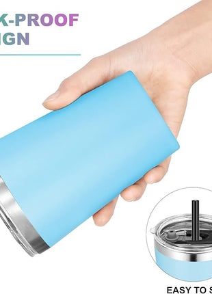 VEGOND 12oz Tumbler Stainless Steel Tumbler bulk Vacuum Insulated Double Wall Travel Tumbler with Lid and Straw Reusable Tumbler, Sky blue 6 Pack