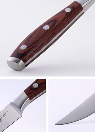 Messermeister Avanta 5” Fine Edge Steak Knife Set - German X50 Stainless Steel - Rust Resistant & Easy to Maintain - Includes 4 Steak Knives