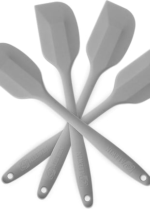 Silicone Spatula 4-piece Set, Heat-Resistant Non-stick Rubber Spatulas with Stainless Steel Core, Grey
