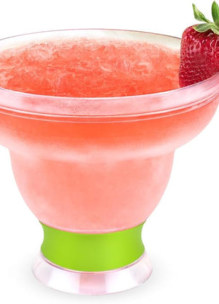 HOST Freeze Stemless Margarita Glasses Double Walled Insulated Gel Chiller Plastic Margarita Cups - Frozen Cocktail Glass, Set of 1, 12 oz, Green