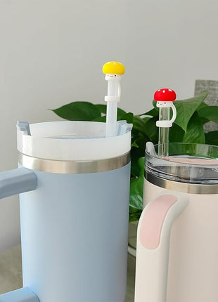 4 Pack Silicone Straw Covers Cap for Stanley Cup 30 40 oz, Cute Mushroom Straw Topper, Accessories for Stanley Cup Tumbler, Christmas Gifts for Women