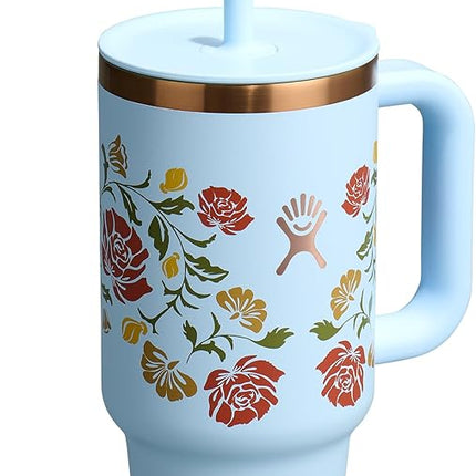 Hydro Flask 32 Oz Travel Tumbler with Handle, Lid and Straw - Insulated Stainless Steel in Western Light Blue