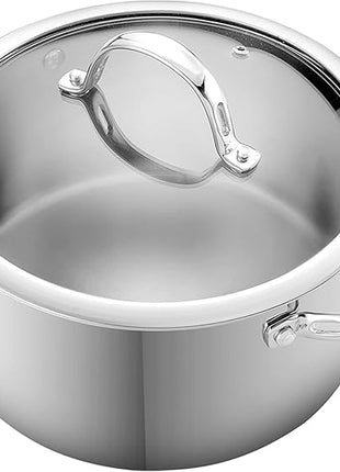 Cooks Standard Dutch Oven Casserole with Glass Lid, 6-Quart Classic Stainless Steel Stockpot, Silver