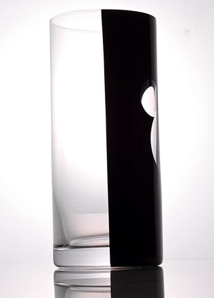 JoyJolt Disney Luxury Mickey Mouse Highball Glasses Set of 2 European Crystal Bar Glasses, Cocktail Glasses. Premium Xmas Disney Stuff, Gifts and Cups. 17oz Black Drinking Glasses, Disney Tumbler