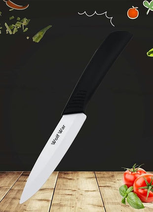 Kitchen Ceramic Knife Set Professional Knife With Sheaths, Super Sharp Rust Proof Stain Resistant (6" Chef Knife, 5" Utility Knife, 4" Fruit Knife, 3" Paring Knife, One Peeler)