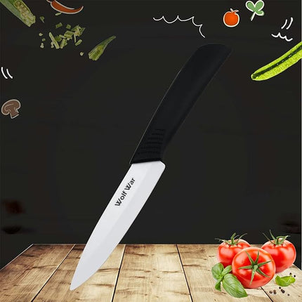 Kitchen Ceramic Knife Set Professional Knife With Sheaths, Super Sharp Rust Proof Stain Resistant (6" Chef Knife, 5" Utility Knife, 4" Fruit Knife, 3" Paring Knife, One Peeler)