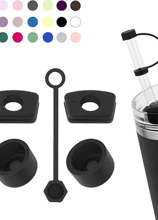Silicone Spill Stopper Set Compatible with Stanley Cup 2.0 30oz & 40oz with Straw Cover (Set of 2, Black)