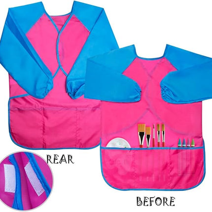 CUBACO Kids Painting Apron, 2pcs Waterproof Art Smocks For Child 3-8 Years, Kids Smocks for Painting Aprons with Long Sleeve