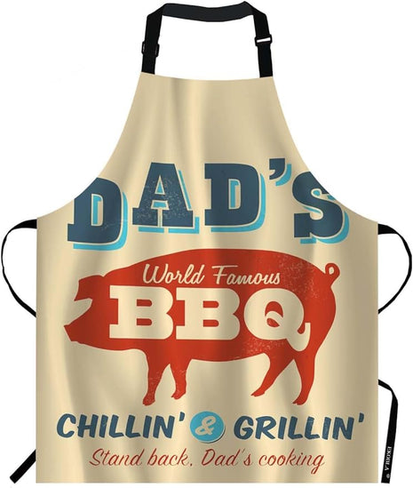 EKOBLA Dad's BBQ Aprons Chillin Grillin Stand Back Dad's Cooking Pig Barbecue Advertising Waterproof Resistant Chef Cooking Kitchen BBQ Adjustable Aprons for Women Men 27x31 Inch
